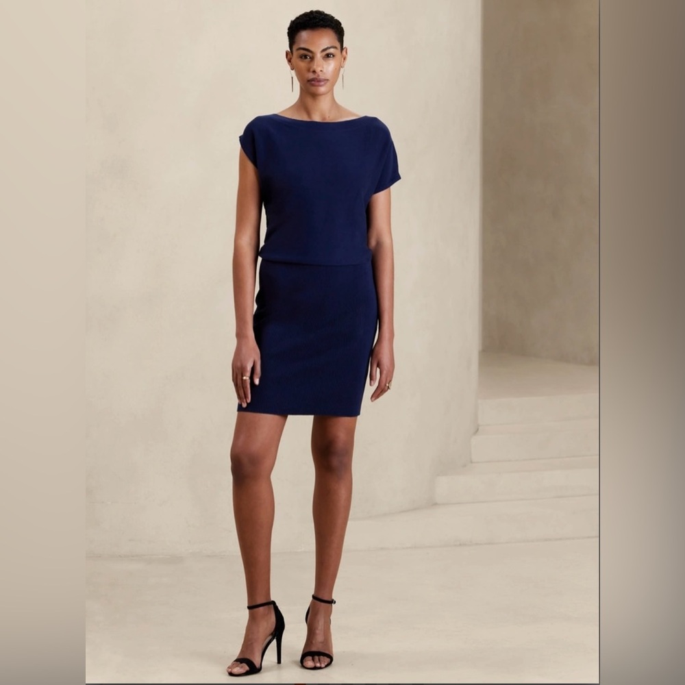 Banana Republic Deep Blue Garment Boat Neck Sweater dress